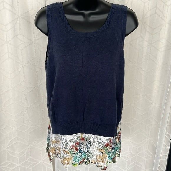 Anthropologie MOTH Sweater Vest With Lace - Picture 1 of 8